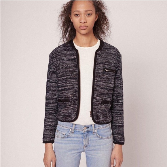 rag&bone Rosalie Cropped Zip-Front Sweater Jacket - Picture 1 of 13